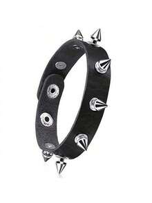 3pcs/Set Gothic Rivet Edgy Y2K Bracelet Set, Suitable For Men & Women Daily Wear, Party, Performance, Couples Bracelet, Christmas, Valentine's Day, Carnival Costume Accessories, Great For Birthday, Holiday, Anniversary Gift - 黑色 - 查看 3