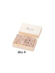 18 件/盒，慢生活图案木质印章，创意设计校园生活，我的一天，装饰主题木质印章，时尚木制工艺品，用于 DIY 记事本装饰和剪贴簿装饰 - 卡其色 - 查看 16