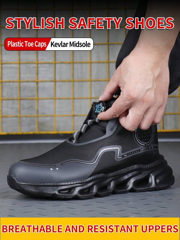 Neue Mode Herren leichte atmungsaktive Stahlkappe Sicherheitsschuhe - Aufprallschutz, Durchstichschutz, geruchshemmend, Arbeitsschuhe mit Fußgewölbestütze für Fabrik, Bauernhof, Baustelle - Ganzjahreskomfort, Baustellenschuhe, moderne Sneaker, strapazierfähige EVA-Sohle