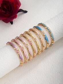 1 件复古新中式镂空花朵弹性手镯，适合女性办公室、日常、街头风格、音乐狂欢节、个人珠宝配饰、节日礼物、婚礼、情人节、母亲节、生日 - 梅花款 - 查看 1