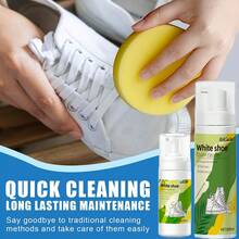 H4Cacle White Shoe Dry Cleaning Agent, Foam Cleaner For White Sneakers, Effectively Removes Yellow Stains. Waterless Foam Sneaker Cleaner Suitable For White Shoes, Suede, Boots, Canvas, PU Materials, Fabrics, Etc. - 428 - View 7