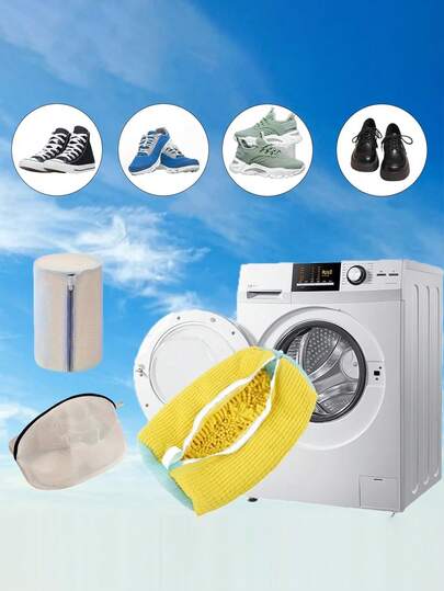 2 Peças - Saco de Lavagem de Sapatos Reutilizável - Adequado para Tênis, Sapatos de Malha, Sapatos Domésticos Preguiçosos, Multiuso para Remoção de Manchas, Anti-Deformação, Lavagem Rápida, Saco de Cuidado de Roupas para Máquina de Lavar, Sacos de Lavanderia