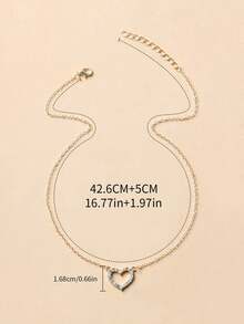 Rhinestone Heart Decor Necklace Valentines,Mom,Mother,Mother's Day,Gift - Bạc - Xem 6