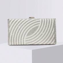 1 geantă de mână cu sclipici argintiu și strasuri, geantă de mână elegantă și elegantă pentru petreceri formale, cu lanț metalic, potrivită pentru rochii de seară, bal, evenimente formale