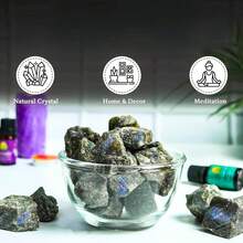 1块强蓝光天然拉长石原石，适合抛光，可用于家居办公装饰、DIY珠宝制作，形状不对称，闪光彩虹色长石簇，圣诞节、感恩节、情人节及其他节日礼物 - 彩色 - 查看 11