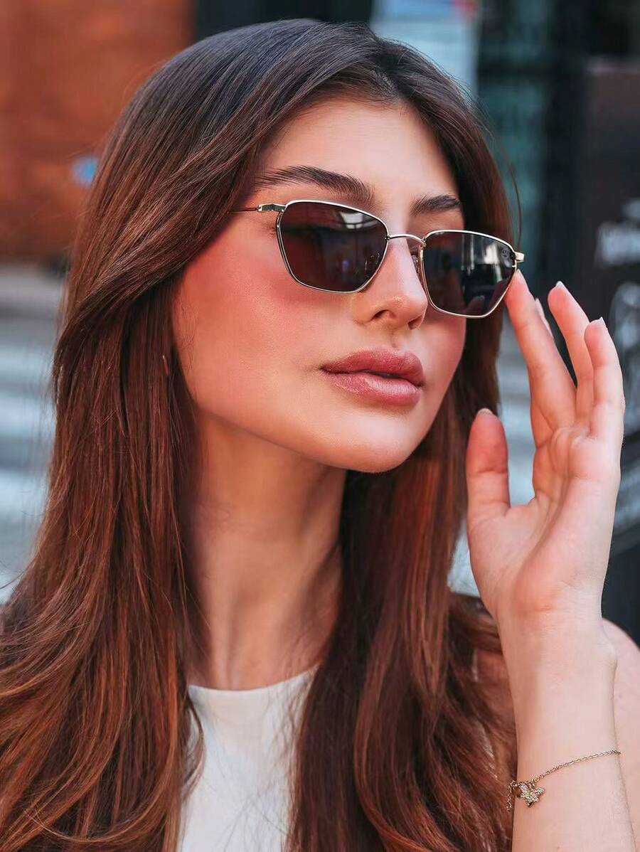 2025 New Ultra-Light Small Square Frame , Anti-UV  Women, Sun Protection, Fishing, Travel, Cycling - màu nâu - Xem 1