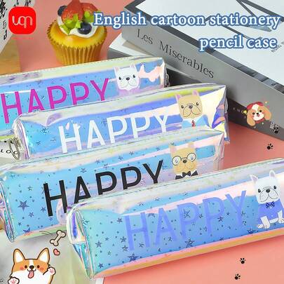 WUQIANNIAN 1 Stück sehr attraktive transparente Laser-Stift-Tasche, großes Fassungsvermögen, Reißverschluss-Klappendeckel, praktisch für den Zugriff, geeignet für die Schulanfang.