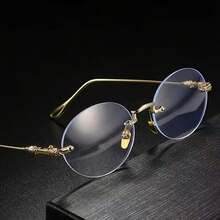 Star Style Retro Frameless Glasses Unisex Daily Versatile Plain Glasses Ins Style Small Round Frameless Glasses - bạc - Xem 1