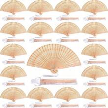 1-30pcs Elegant Folding Wooden Fans, Bohemian Style Hand Fans, Hollow Carved, Portable Lightweight Wooden Fans, Suitable As Photography Props, Graduation Gifts For Women, Home Decor, Use In Summer, Beach Or Travel To Enjoy Cool Breeze, Personalized Carved Wooden Wedding Fans