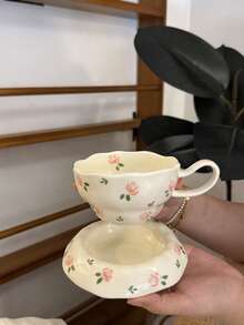 一套法式花卉陶瓷咖啡杯碟，手工彩绘花卉图案陶瓷杯碟，玫瑰蝴蝶单杯，适合冲泡花茶、红茶、下午茶，也可用作高雅的办公水杯、咖啡杯、早餐牛奶杯或礼品杯。 - 彩色 - 查看 15