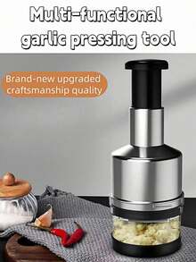 ماعجة ثوم يدوية من الفولاذ المقاوم للصدأ، أداة تقطيع وسحق متعددة الوظائف للمطبخ قطعة واحدة