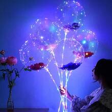 10/20 Pack LED Balloons, 24 Inches Light Up Balloons, Clear Helium Bobo Balloons, Glow Bubble With String Lights For Valentines Day, Halloween, Christmas, Wedding, Birthday Party Decoration - 彩燈 - 查看 10