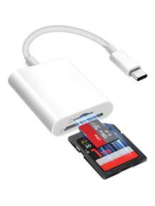 1 pezzo Lettore di schede SD/TF con doppio slot USB-C/Lightning, adattatore portatile per visualizzazione fotocamera, plug and play, compatibile con 17/16/15/14/13/12/11/XS/8/7/6/iPad/fotocamera/action camera