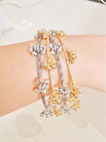 2 件女士 CCB 珠子和合金铃铛手链，适合日常佩戴 - 金色 - 查看 7