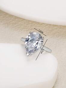 MONALLY 1pc Luxury Teardrop Cubic Zirconia Ring, Women's Accessory, Gift For Friends & Sisters, Everyday Essential - Ring - View 5