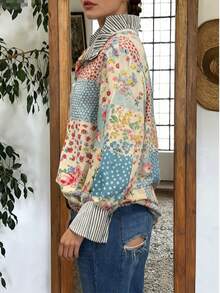 Autumn Women's Long-Sleeved Pink Printed Shirt - Nhiều màu - Xem 2