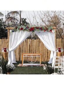 1set Burgundy Wedding Decor Flowers, 1pc Artificial Eucalyptus Rose Garland With 2pcs Flowers Balls, Fake Table Runner Garland Decor Wedding Arch Rose Garland For Wedding Centerpieces Home Party Garden Decoration - phong cách1 - Xem 7