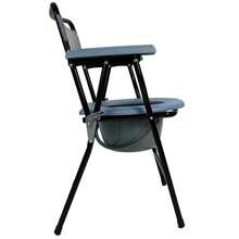 Folding Steel Commode Chair Portable Toilet With Safety Lock And 9 Litre Pail UK - Default - View 3