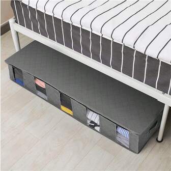 1pc Compartment Underbed Storage Bag With Handle, Large Capacity For Storing Clothes, Quilts, Blankets, Can Be Placed Under Bed, In Closet, On Rack, In Cabinet