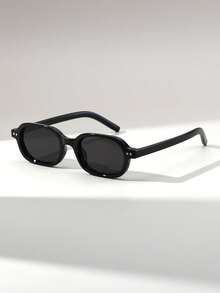 1 Pair Women's Oval Retro Small Frame Thick Rivet Versatile Street Style Fashion Fashion Glasses, Suitable For Parties, Gatherings, And Runway