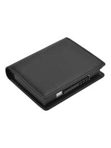 1个便捷时尚的男士短款PU皮钱包，带自动弹出式铝合金卡槽，防盗防磁，男士最佳礼物 - 彩色 - 查看 1