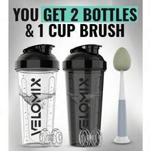 2 Pack 28oz Shaker Bottles With 4 Stainless Steel Balls, Leakproof Protein Shaker With Measurement Marks, Durable For Gym & Travel, Easy To Clean, Perfect For Fitness Enthusiasts, Halloween Gift For Athletes, Essential Workout Accessories - BrushUp - View 2