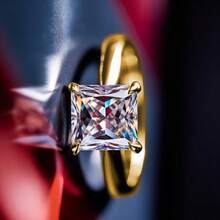 Anillo de compromiso de lujo chapado en oro de 14k para mujeres, con circonita cúbica brillante incrustada, ideal para regalo de aniversario y cumpleaños, joyería de moda elegante