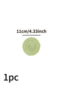 1/4/6/12pcs Bohemian Style Woven Placemats, Round Solid Color Dining Table Mats For Kitchen, Bowls, Cups, Suitable For Holidays, Parties, Birthdays, Vintage, Countryside, Outdoor, Home Decor, All Seasons - Green - View 22
