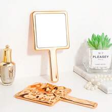 Espelho de mão portátil quadrado com efeito ondulado na água, moderno e charmoso, para maquiagem em viagens. Ideal para presentear familiares e amigos. Perfeito para maquiagem, maquiagem, decoração de quarto, penteadeira, viagens, quarto, acessórios de maquiagem, espelho, espelho de penteadeira, mini espelho, espelho compacto, espelho pequeno, espelho de mão, lembrancinhas, ferramentas de maquiagem, produtos baratos, presentes, presentes para mulheres, presentes de Natal.