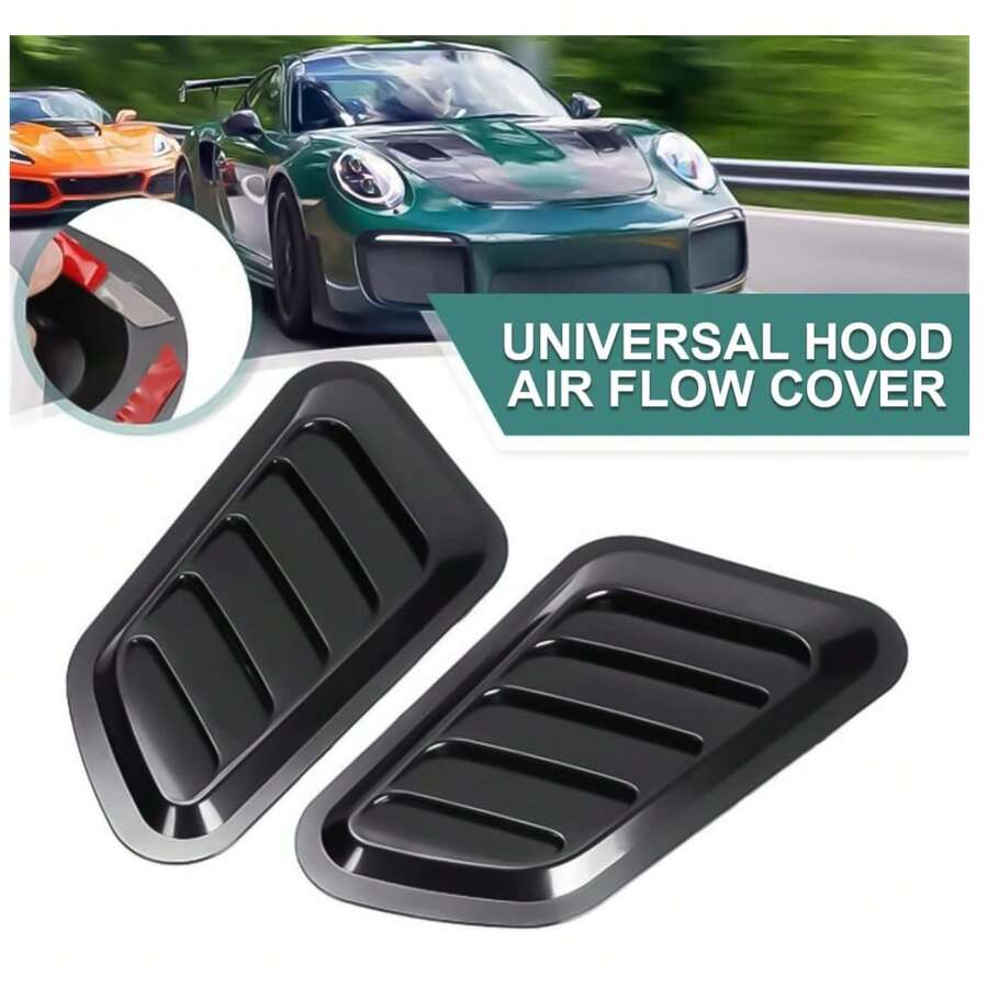 Automobile Engine Hood Ventilation Cover, Universal Air Intake Cover, Turbocharged Engine Hood Ventilation Cover, Automobile Engine Hood (Black)