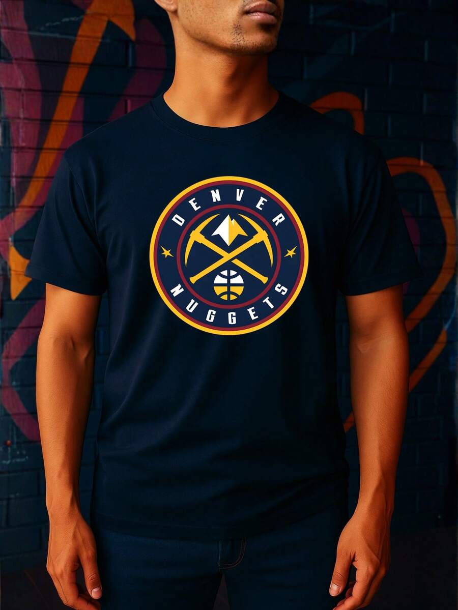 Camiseta Denver Nugets Camisa Basquete Estampada Blusa Masculino Time 100% Algodão Premium - Azul Marinho - Visão 1