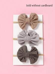 3pcs/Set Solid Color Knitted Bow Baby Headbands, Nylon Elastic Infant Hair Accessories Set - Multicolor - View 4