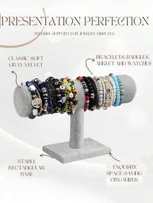 1pc Jewelry Display Stand, Velvet Watch Display Stand, Watch Storage Rack, Jewelry Storage Rack, Multi-Functional Desktop Jewelry Stand, Bracelet, Bracelet, Necklace Storage Rack, Jewelry Watch Storage Accessories, Home Essentials, Dressing Table Storage And Organization, Suitable For Bracelets, Bracelets, Necklaces, Watches, Etc., Gifts For Women, Holiday Gifts, Christmas Gifts.