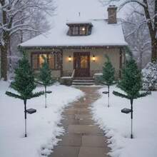 8 Pieces Of Solar-Powered Christmas Tree Lights - Waterproof IP45, Suitable For Outdoor Lawns - Solar Outdoor Lights, Holiday Decorations, Outdoor Courtyards, Gardens, Lawns, Pathway Lights, Ambient Lights, Christmas Courtyard Decorative Lights