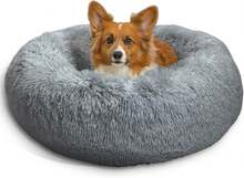 Best Friends By Sheri Original Calming Donut Dog And Cat Bed, Shag Faux Fur, Gray, (30in X 30in) - Anxiety Relief For Pets Up To 45 Lbs,24223623 - 淡紫色 - 查看 1