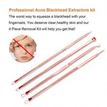 Kit de Aguja de Acero Inoxidable Rosa Metálico para Eliminar Espinillas y Blemishes - 4 Piezas para Cuidado Facial de Mujeres y Hombres - Rosa Metálico - Ver 5