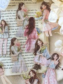 30pcs/Pack Floral Girl Decorative Stickers For Scrapbooking, Diary, Planner Scrapbook Supplies Stationery - one-size - View 2