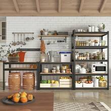 Heavy Duty 5-Tier Metal Garage Shelving Unit, 35.5inch W X 72inch H X 16inch D, Adjustable Storage Rack With Rolled Edge Design, 2500 Lbs Capacity, Easy To Assemble, Suitable For Garage, Pantry, Closet Or Office, Garage Accessories - 黑色 - 查看 9