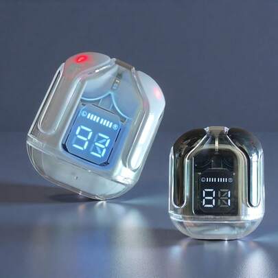 TWS T2 Wireless Earbuds LED Power Digital Display Headset Stereo Sound Bluetooth Earphones 5.3 Headphones T2 Tws Wireless Bluetooth Headphones Wireless Bluetooth Headset Bluetooth Earbuds Transparent ENC Power Digital Display Stereo Sound Earphones For Smartphones