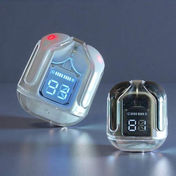 TWS T2 Wireless Earbuds LED Power Digital Display Headset Stereo Sound Bluetooth Earphones 5.3 Headphones T2 Tws Wireless Bluetooth Headphones Wireless Bluetooth Headset Bluetooth Earbuds Transparent ENC Power Digital Display Stereo Sound Earphones For Smartphones