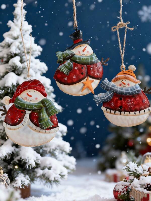 1 pieza Decoración colgante de muñeco de nieve de hierro vintage, Adorno para árbol de Navidad, Manualidad para decoración navideña del hogar, Fiesta festiva, Centros de mesa, Regalos del Día de San Valentín, Decoración de mesa, Decoración de boda, Decoración navideña de habitación