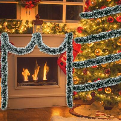 1/2 szt. girlandy świątecznej, błyszczącej girlandy świątecznej, grubej metalowej wiszącej girlandy do dekoracji choinkowych wewnątrz i na zewnątrz