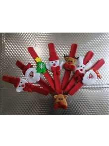 12/24 件圣诞节节日腕带套装 - 各种圣诞老人、雪人、驯鹿、熊设计 - 非电动节日派对手环，适合圣诞节庆祝活动、酒吧和聚会 - 彩色 - 查看 9