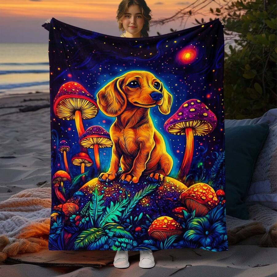 Super Soft Cute Dachshund Prints Flannel Printed 3D Blanket, As Birthday Gifts, Family, Wedding, Souvenir Blankets, Polyester Blankets Suitable For All Seasons, Washable, Machine Washable, Lightweight, Breathable, Comfortable, Warm, Unique, 280gsm For Him, Her Personalized Ideal Gifts For Her, Him, Family, Boyfriend, Girlfriend, Father, Family, Mother, Lover, Daughter, Son, Grandfather, Grandmother, Friend, Classmate, Pet. Perfect Nap, Camping, Travel, Home, Daily Life, Office Decoration, Birthday, Anniversary, Valentine's Day, Thanksgiving, Christmas, Halloween, Mother's Day, Father's Day, Wedding, New Year Gifts ,Sofa,Bed,Car,Bedroom,Living Room,Office, Outdoor Camping, Beach,Wall Decoration - 多色19 - 查看 1