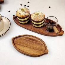 Bandeja de madera con estilo japonés para el té de la tarde, aperitivos, servir sushi, plato con forma de hoja, bandeja de té de palisandro