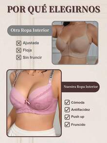 COTOLO Brassieres de mujer ropa interior de mujer tops de mujer corset sujetador para mujer con tirantes de strass y encaje corte regular multicolor estilo dulce para uso cotidiano - Rosa - Ver 3