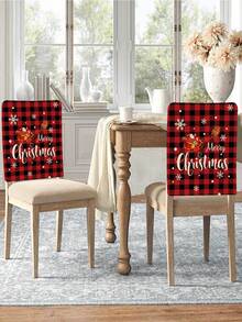 1/4/6/16pcs Christmas Chair Covers, Christmas Printed Pattern Linen Rectangular Dining Chair Back Decor, Suitable For Christmas Restaurant Dining Table Decoration - Multicolor - View 5