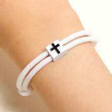 Vòng tay hợp kim Milan hình khối chữ thập có thể điều chỉnh dành cho nam và nữ - đi qua - Xem 13