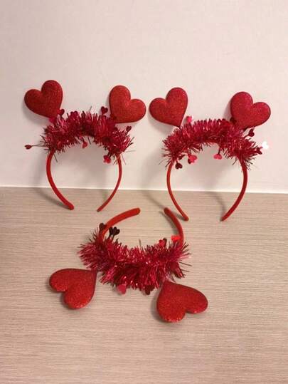 2/1pc High-Quality Valentine's Day Headband, Heart-Shaped Hair Hoop, Wedding Atmosphere Decor, Valentine's Party Supplies, Bridal/Bridesmaid Headpiece