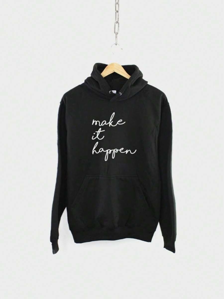 Make It Happen Hoodie - Motivation Hooded Sweater - Inspiration Jumper - Yoga Gift - 24 - Xem 1